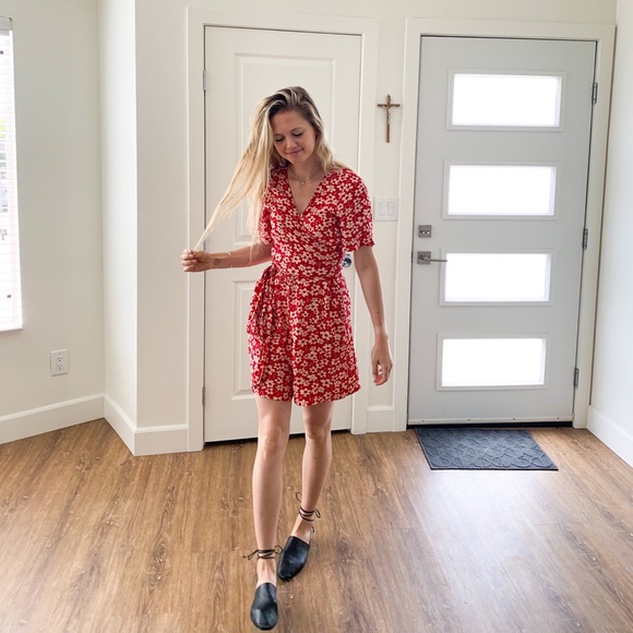 red romper with flowers